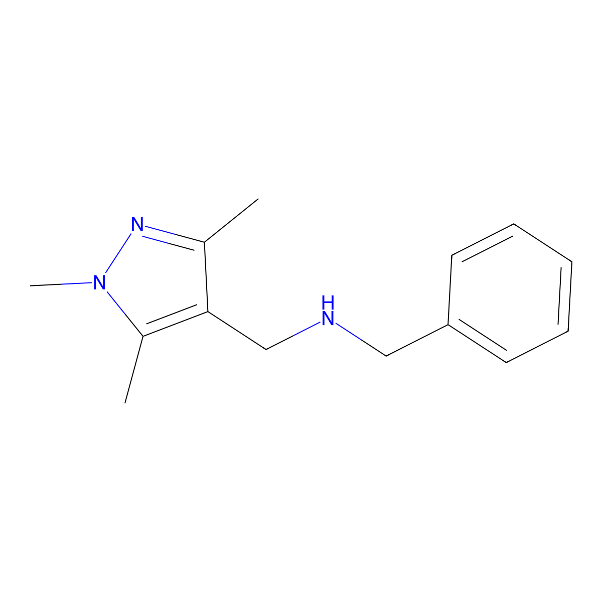 N-benzyl-1-(1,3,5-trimethyl-1H-pyrazol-4-yl)methanamine molecular structure, CAS 1152913-88-6