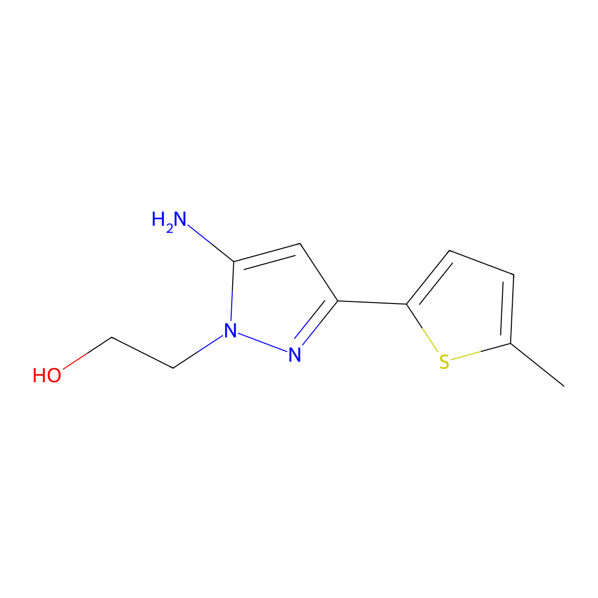 2-(5-Amino-3-(5-methylthiophen-2-yl)-1h-pyrazol-1-yl)ethan-1-ol molecular structure, CAS 1152916-55-6