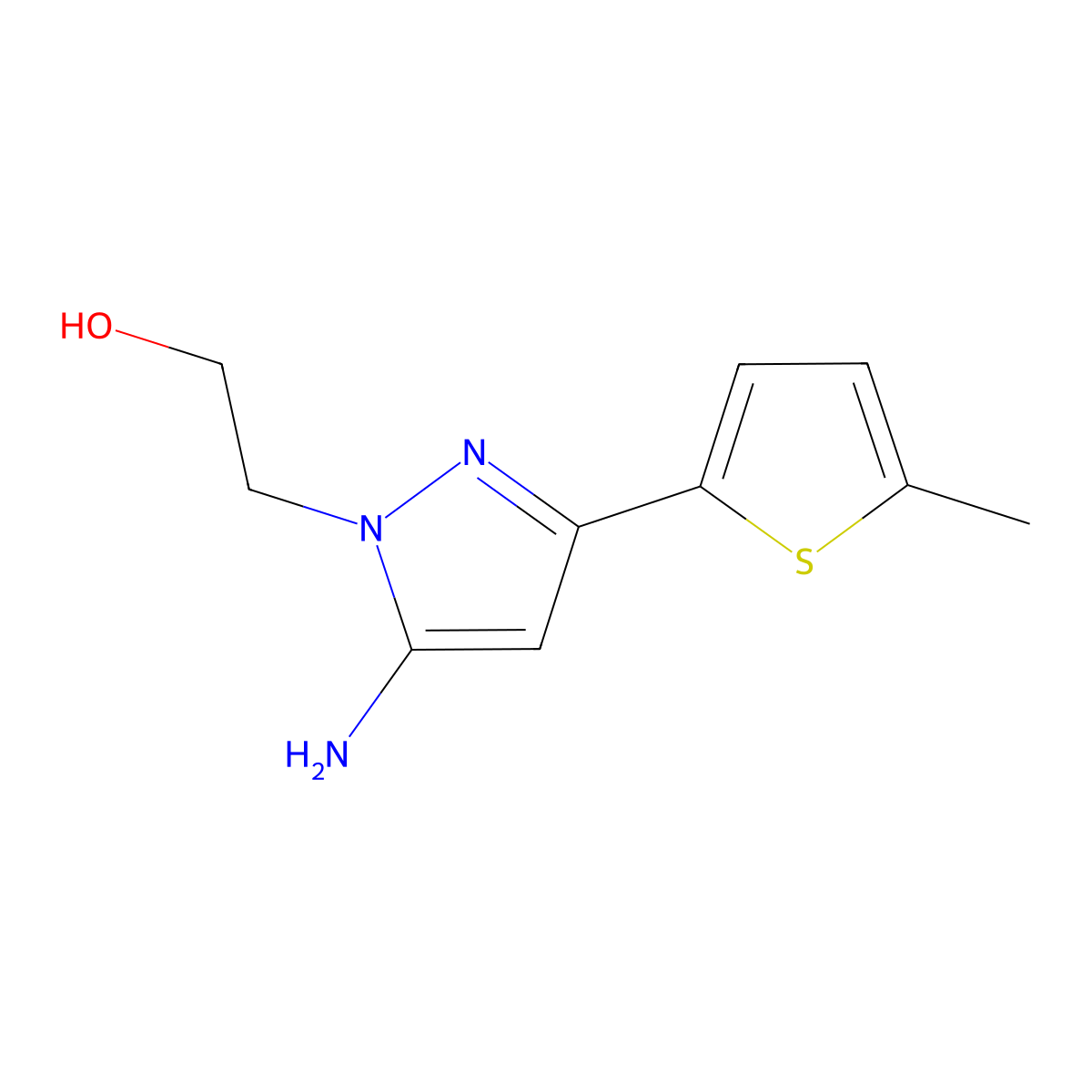 2-(5-Amino-3-(5-methylthiophen-2-yl)-1h-pyrazol-1-yl)ethan-1-ol molecular structure, CAS 1152916-55-6