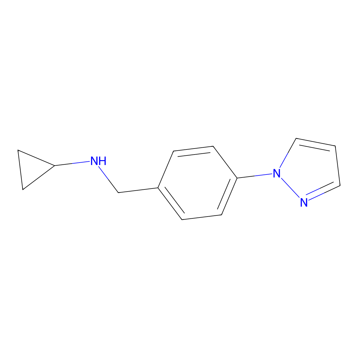 N-{[4-(1H-pyrazol-1-yl)phenyl]methyl}cyclopropanamine molecular structure, CAS 1152917-03-7