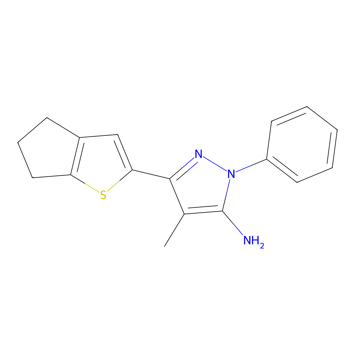 3-{4H,5H,6H-cyclopenta[b]thiophen-2-yl}-4-methyl-1-phenyl-1H-pyrazol-5-amine molecular structure, CAS 1152923-93-7