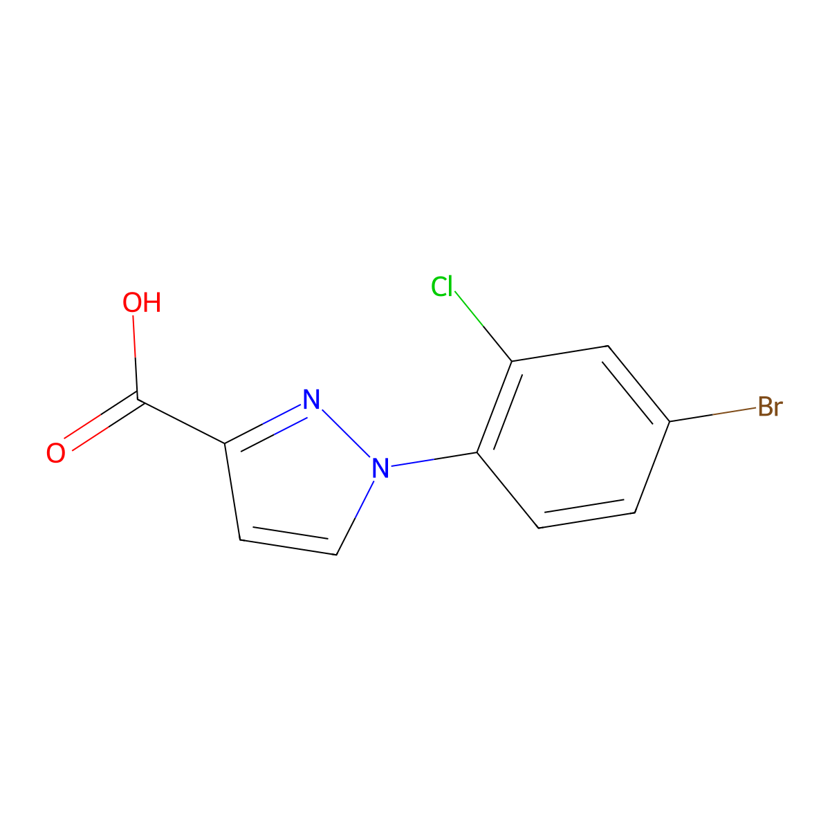 1-(4-Bromo-2-chlorophenyl)-1h-pyrazole-3-carboxylic acid molecular structure, CAS 1152925-68-2