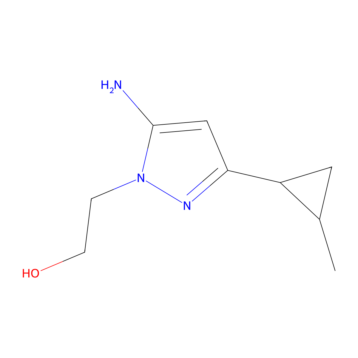 2-[5-Amino-3-(2-methylcyclopropyl)-1H-pyrazol-1-YL]ethan-1-OL molecular structure, CAS 1152925-90-0