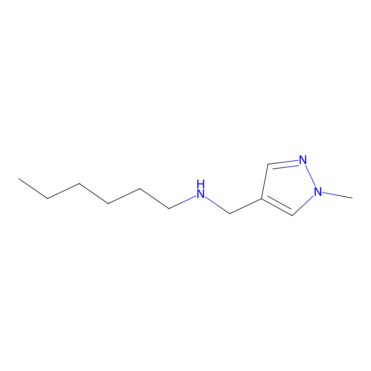 Hexyl[(1-methyl-1H-pyrazol-4-yl)methyl]amine molecular structure, CAS 1152927-05-3