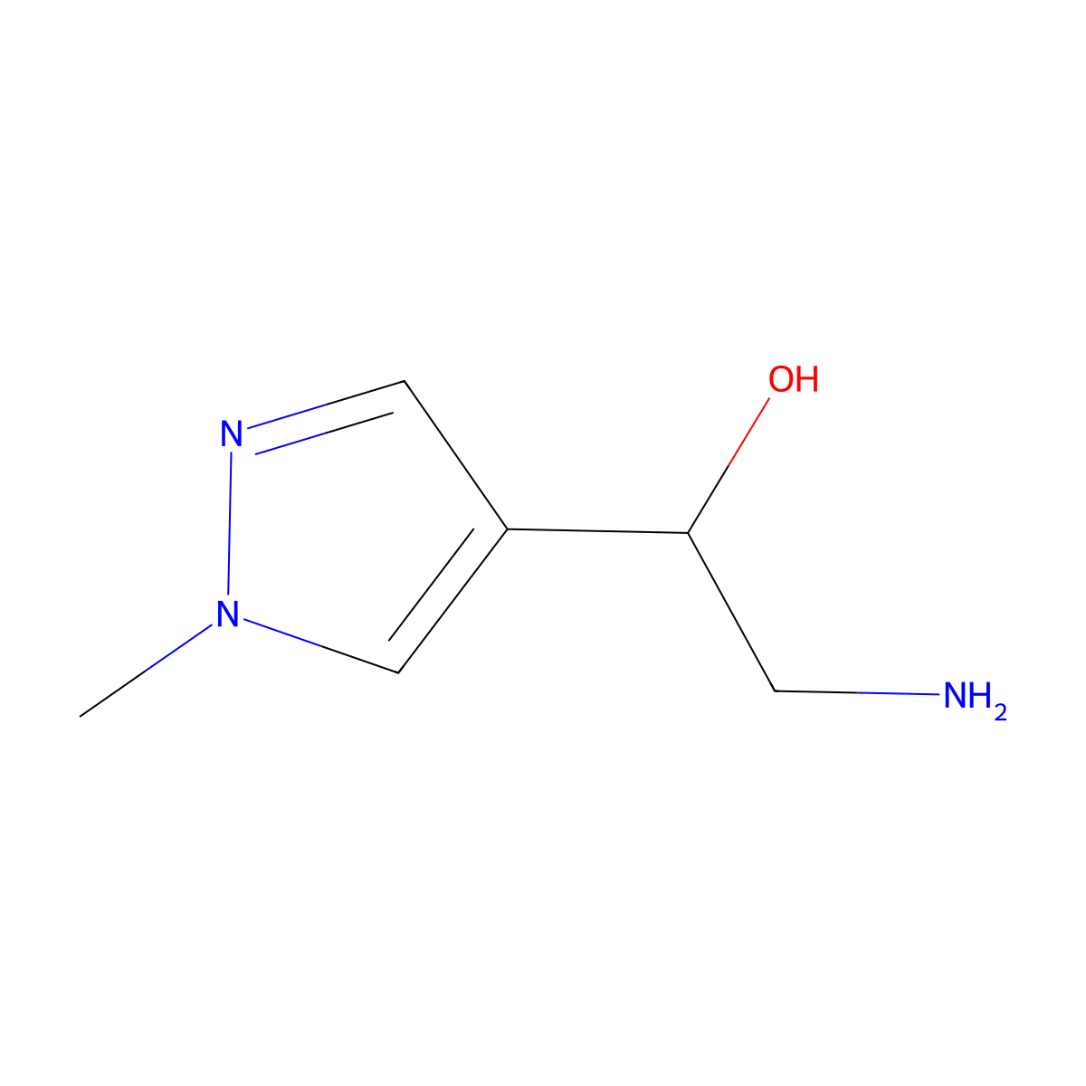 2-amino-1-(1-methyl-1H-pyrazol-4-yl)ethan-1-ol molecular structure, CAS 1152927-77-9