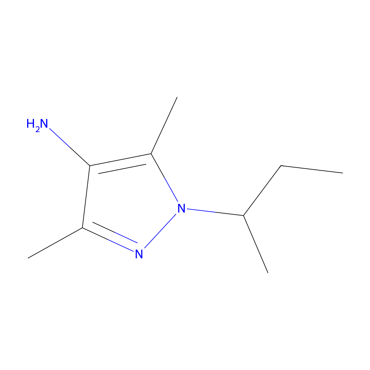 1-(Butan-2-YL)-3,5-dimethyl-1H-pyrazol-4-amine molecular structure, CAS 1152927-84-8