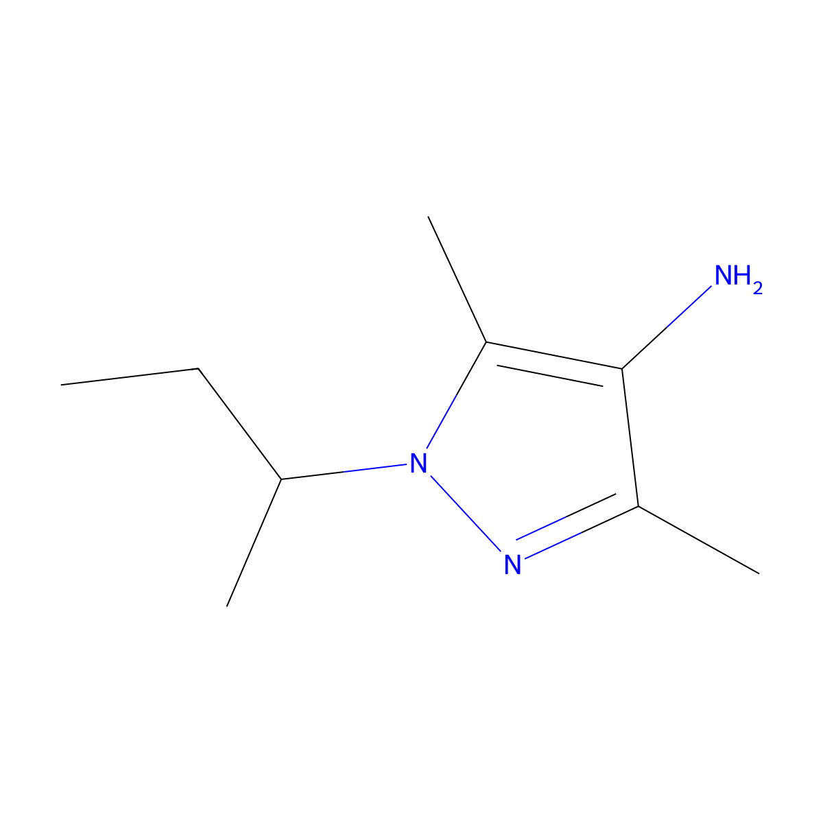 1-(Butan-2-YL)-3,5-dimethyl-1H-pyrazol-4-amine molecular structure, CAS 1152927-84-8