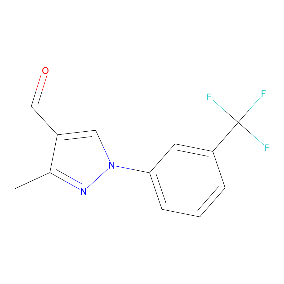 3-methyl-1-[3-(trifluoromethyl)phenyl]-1H-pyrazole-4-carbaldehyde molecular structure, CAS 1152931-55-9