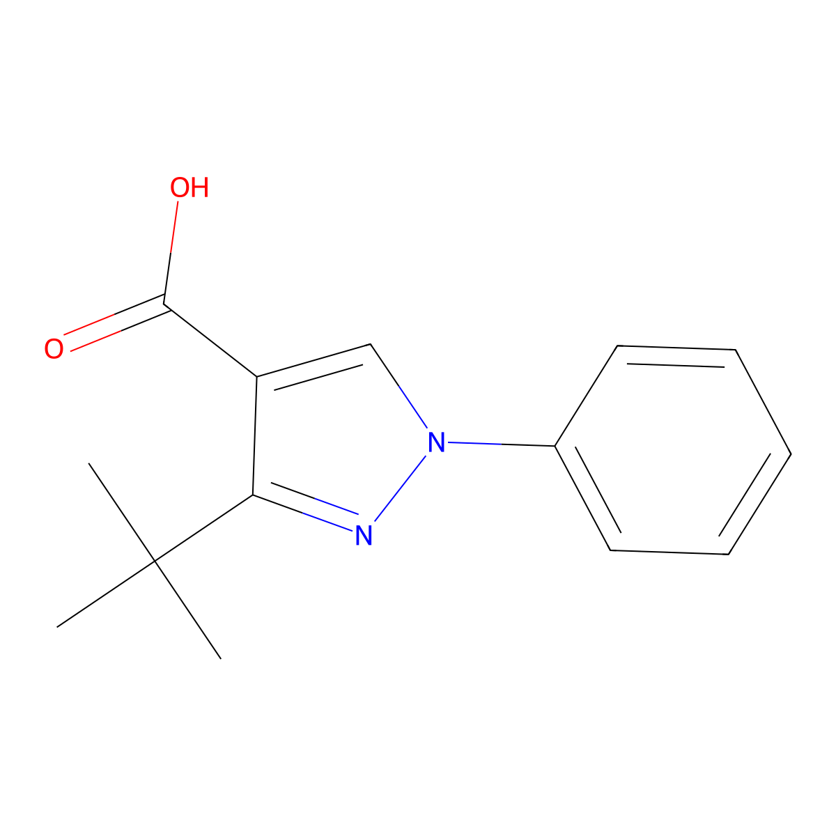 3-tert-butyl-1-phenyl-1H-pyrazole-4-carboxylic acid molecular structure, CAS 1152933-21-5