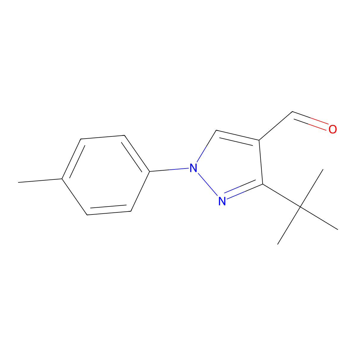3-tert-butyl-1-(4-methylphenyl)-1H-pyrazole-4-carbaldehyde molecular structure, CAS 1152933-33-9
