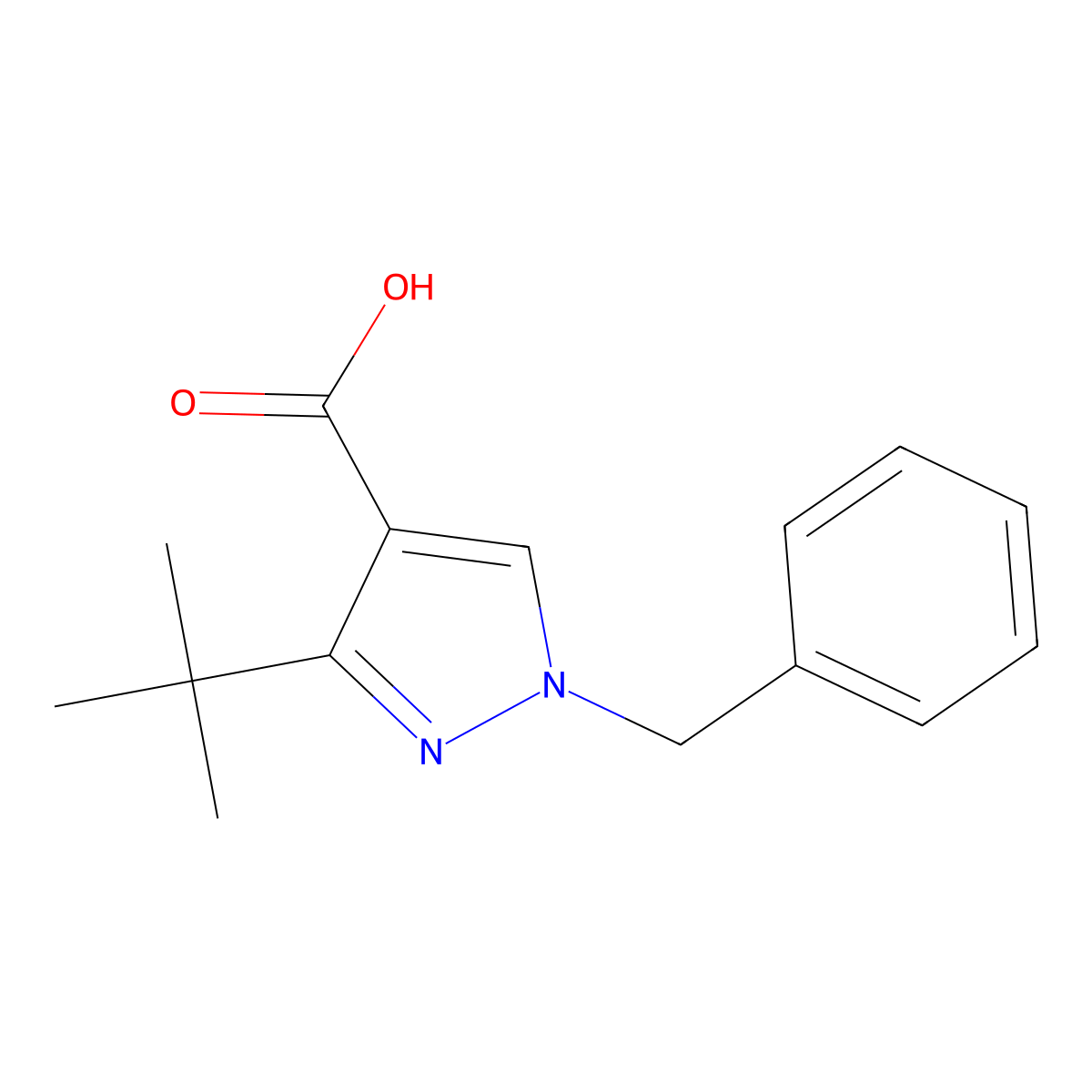 1-benzyl-3-tert-butyl-1H-pyrazole-4-carboxylic acid molecular structure, CAS 1152934-08-1