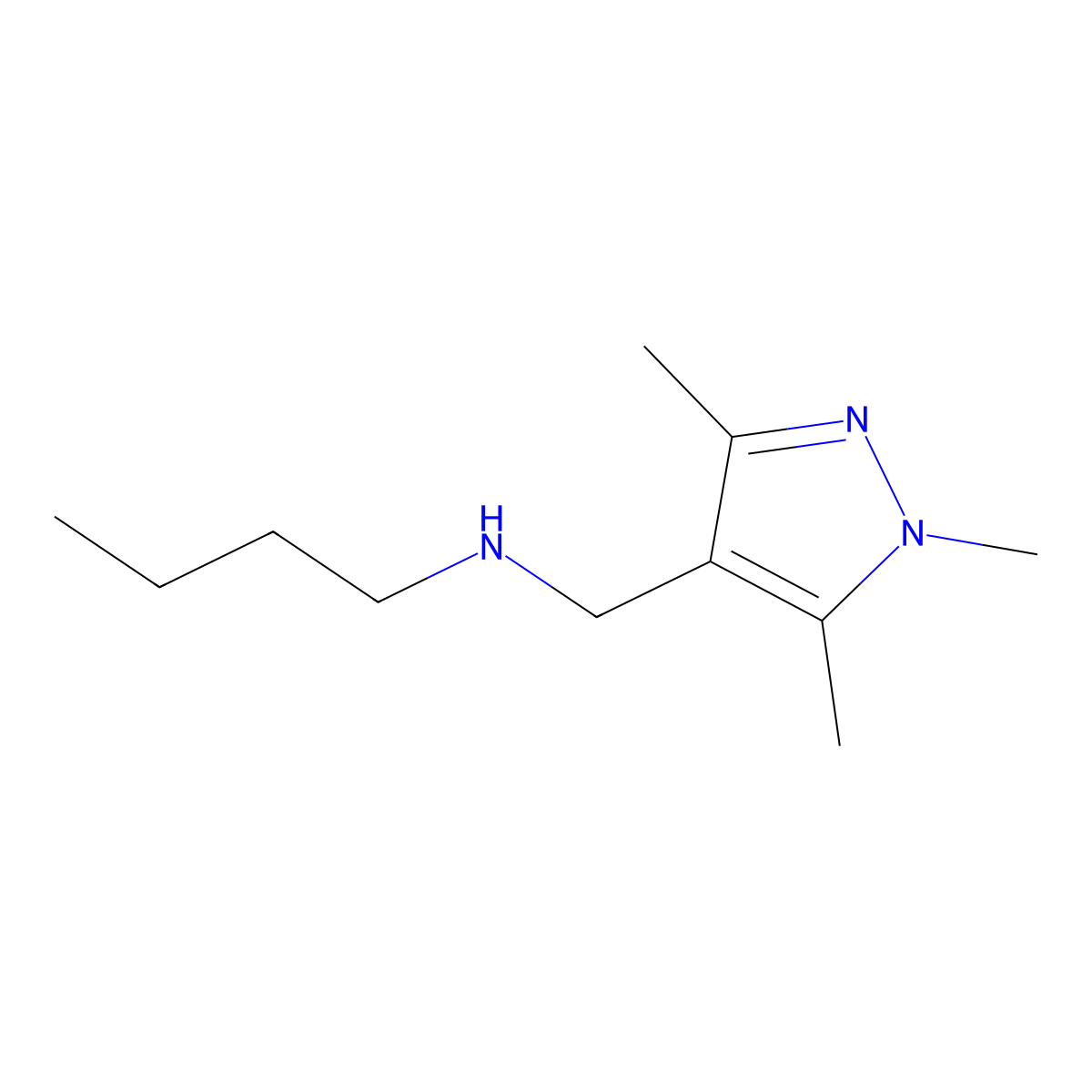 Butyl[(trimethyl-1H-pyrazol-4-yl)methyl]amine molecular structure, CAS 1152935-66-4