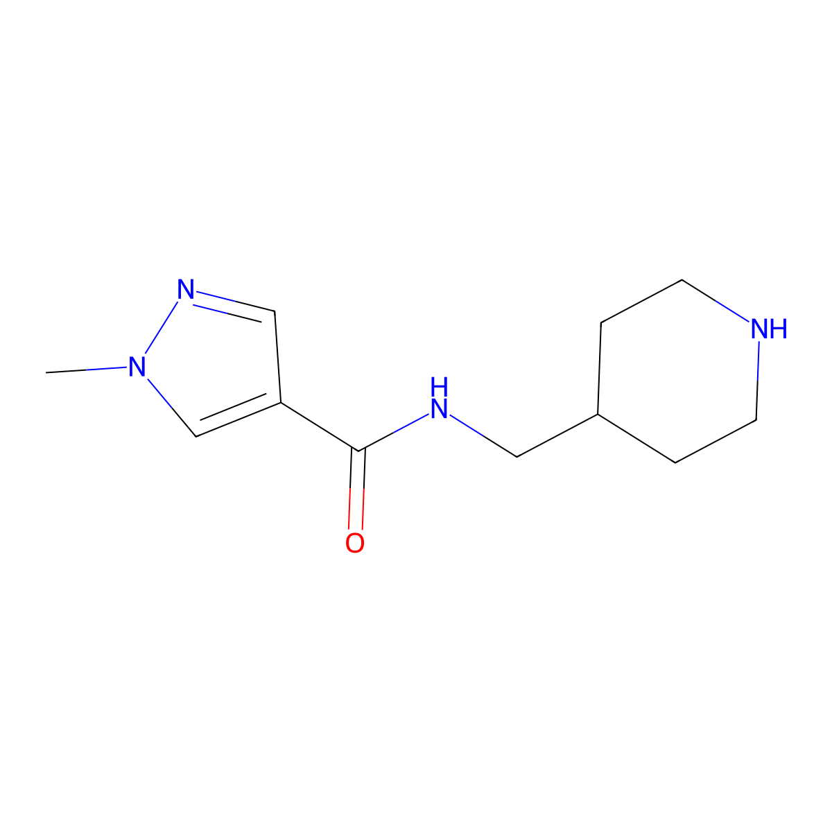 1-methyl-N-(piperidin-4-ylmethyl)-1H-pyrazole-4-carboxamide molecular structure, CAS 1152936-16-7