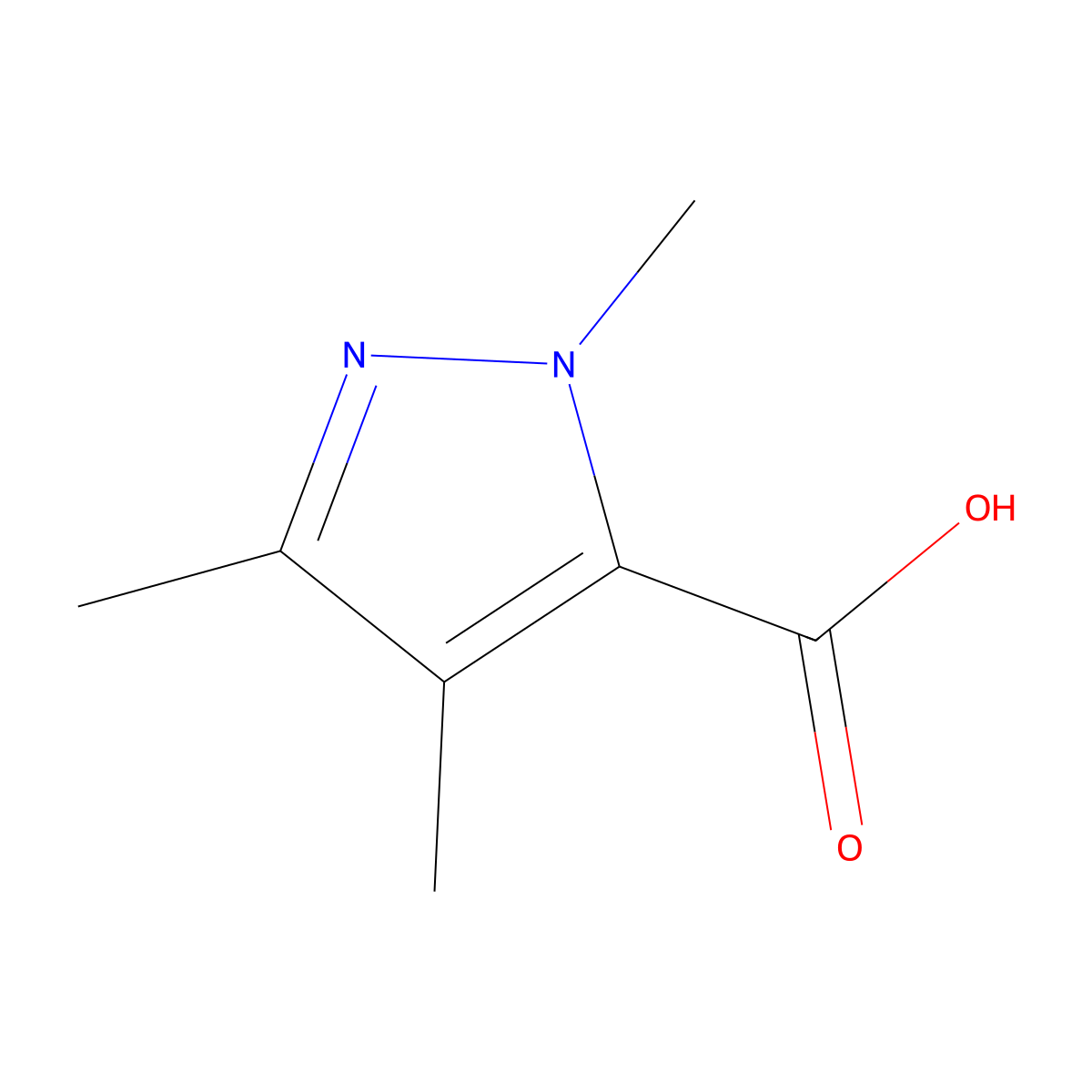 1,3,4-Trimethyl-1H-pyrazole-5-carboxylic acid molecular structure, CAS 115294-67-2
