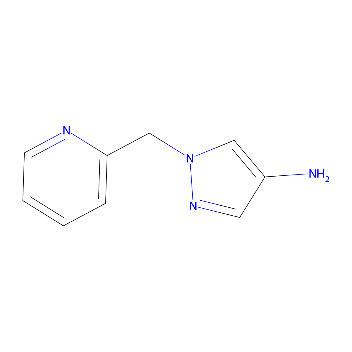 1-(pyridin-2-ylmethyl)-1H-pyrazol-4-amine molecular structure, CAS 1152940-05-0