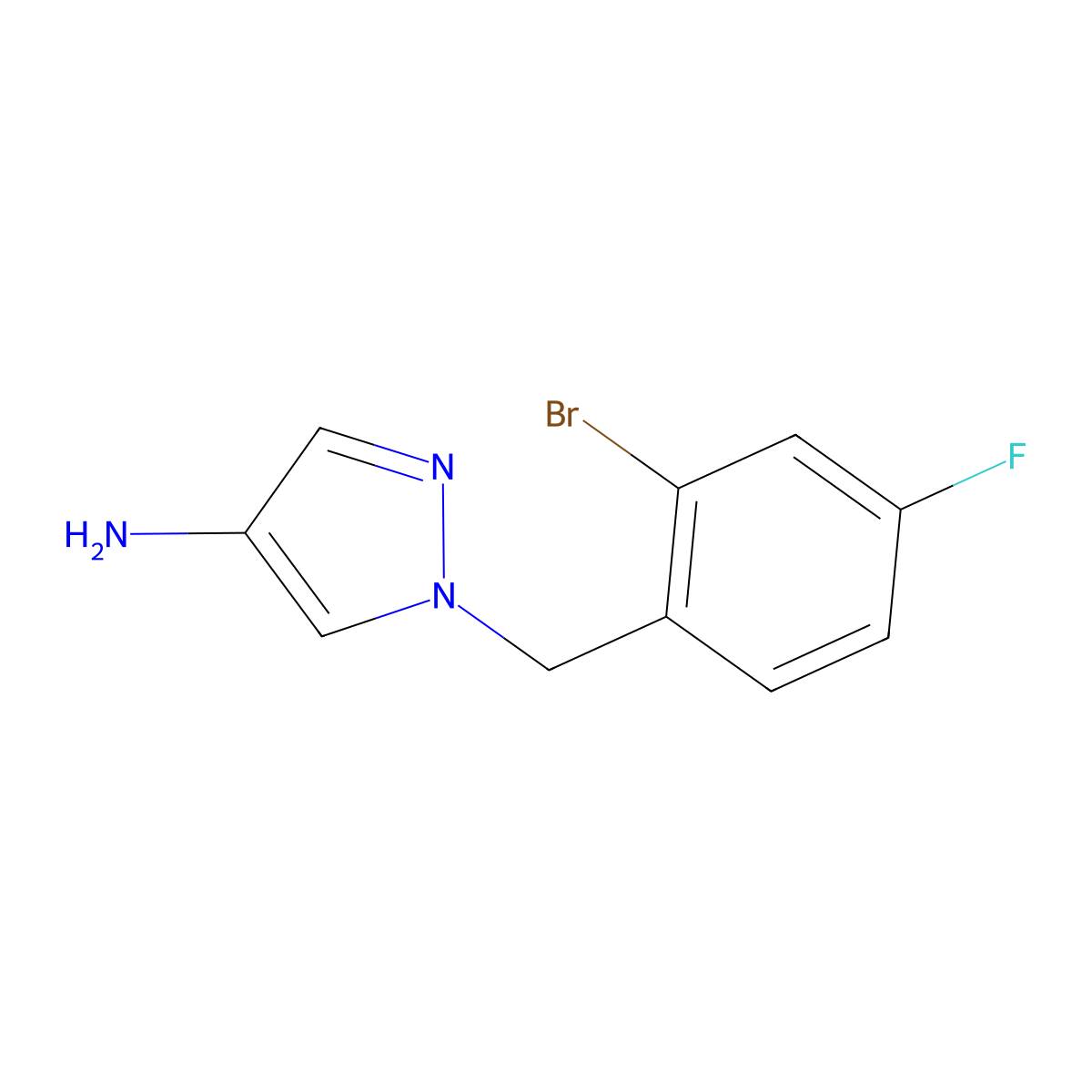 1-(2-Bromo-4-fluorobenzyl)-1h-pyrazol-4-amine molecular structure, CAS 1152940-27-6