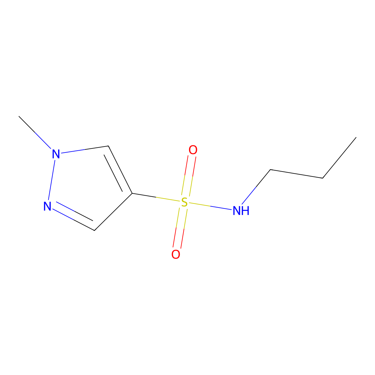 1-methyl-N-propyl-1H-pyrazole-4-sulfonamide molecular structure, CAS 1152945-11-3