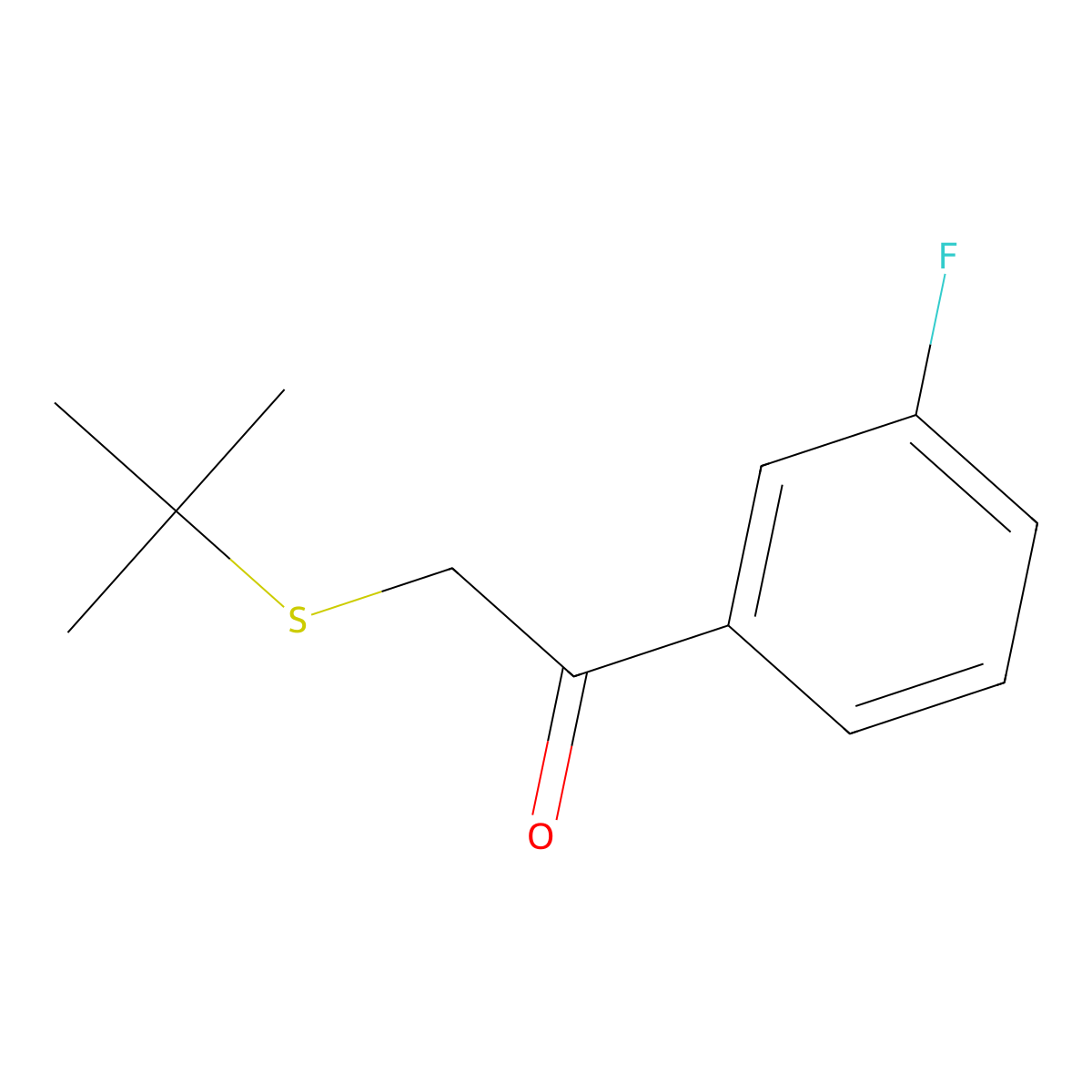 2-(Tert-butylthio)-1-(3-fluorophenyl)ethan-1-one molecular structure, CAS 1152948-78-1