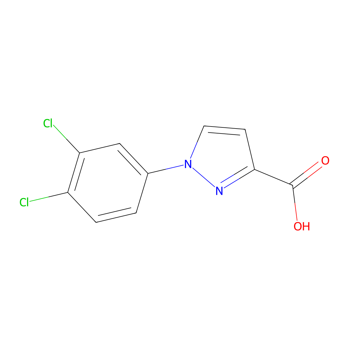 1-(3,4-dichlorophenyl)-1H-pyrazole-3-carboxylic acid molecular structure, CAS 1152949-12-6