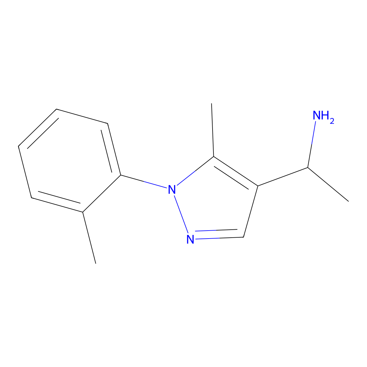 1-(5-Methyl-1-(o-tolyl)-1H-pyrazol-4-yl)ethanamine molecular structure, CAS 1152950-01-0