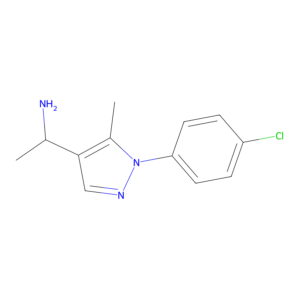 1-[1-(4-chlorophenyl)-5-methyl-1H-pyrazol-4-yl]ethan-1-amine molecular structure, CAS 1152950-12-3