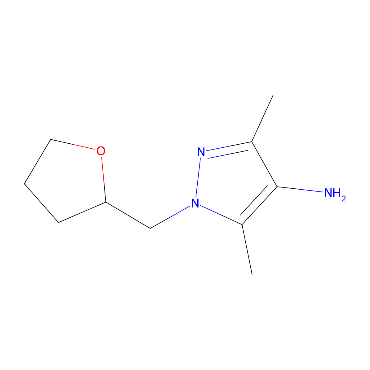 3,5-dimethyl-1-[(oxolan-2-yl)methyl]-1H-pyrazol-4-amine molecular structure, CAS 1152950-53-2