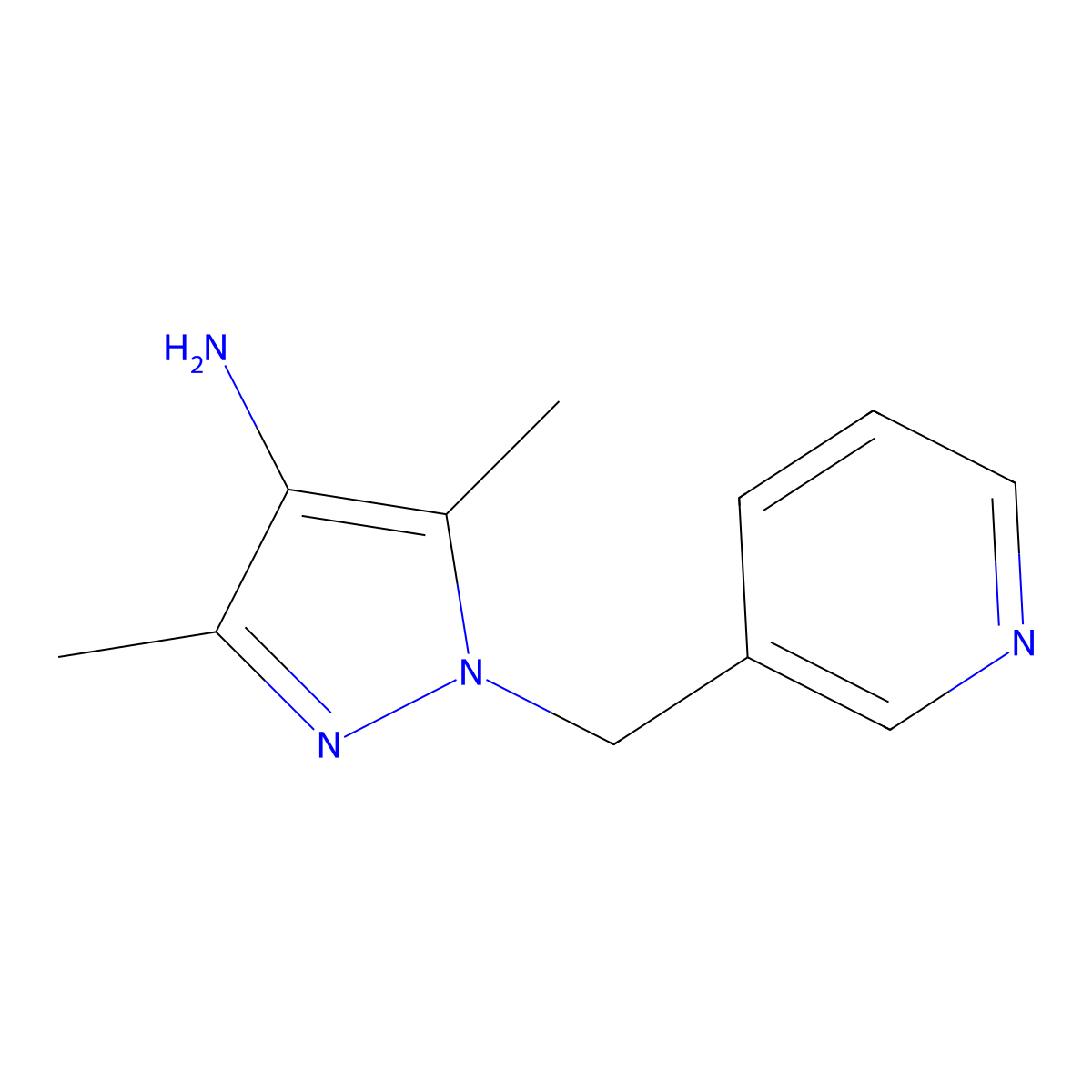 3,5-Dimethyl-1-(pyridin-3-ylmethyl)-1H-pyrazol-4-amine molecular structure, CAS 1152950-90-7