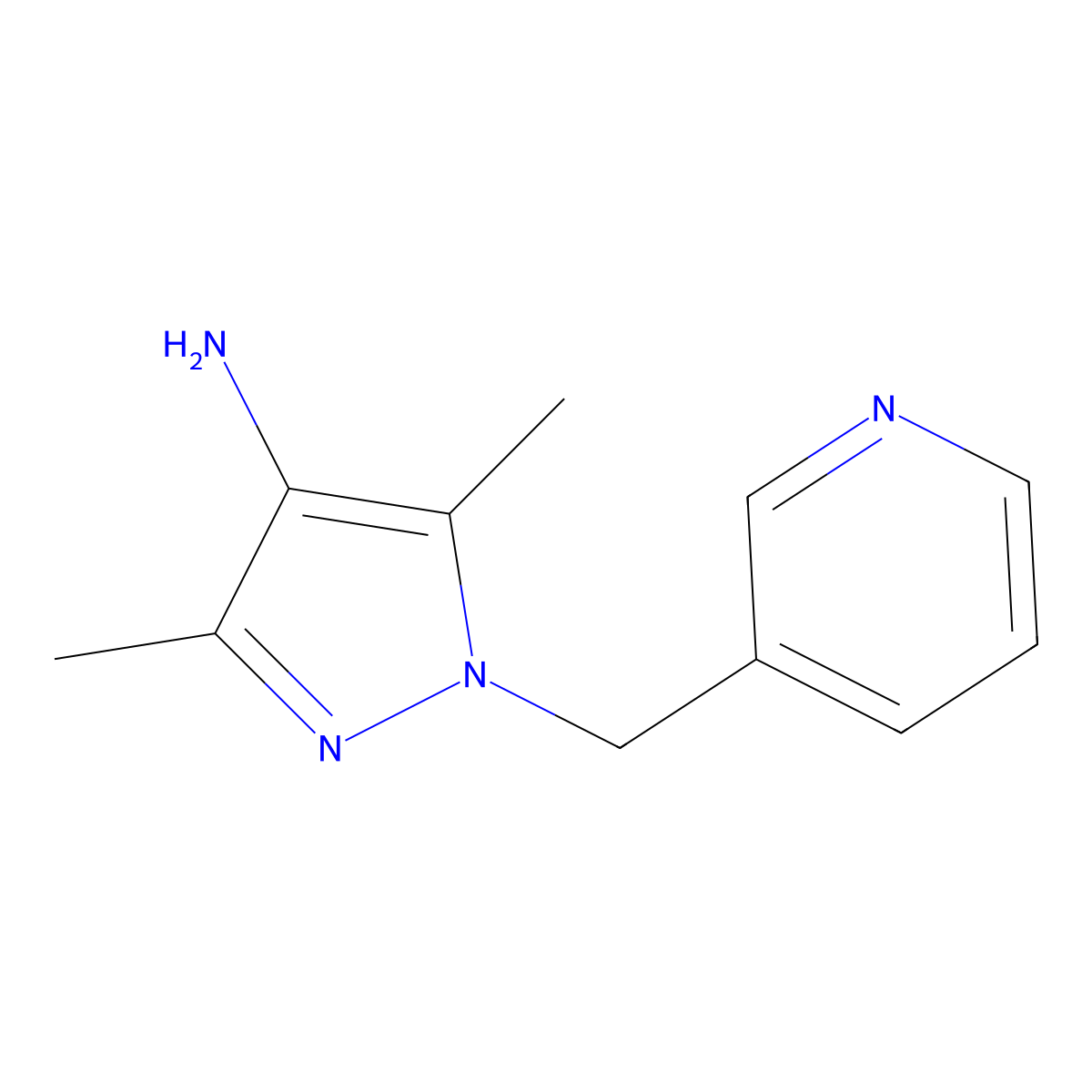 3,5-Dimethyl-1-(pyridin-3-ylmethyl)-1H-pyrazol-4-amine molecular structure, CAS 1152950-90-7