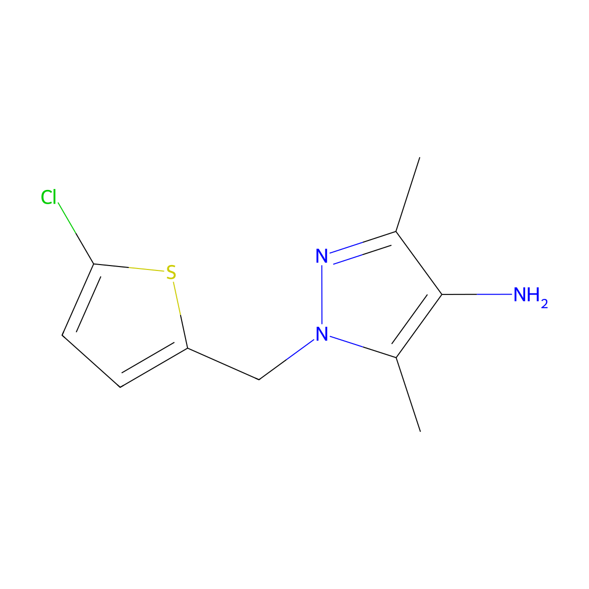 1-[(5-chlorothiophen-2-yl)methyl]-3,5-dimethyl-1H-pyrazol-4-amine molecular structure, CAS 1152951-78-4