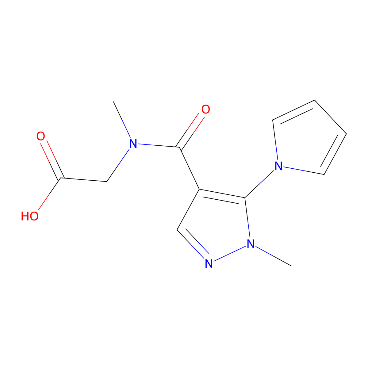 2-{N-methyl-1-[1-methyl-5-(1H-pyrrol-1-yl)-1H-pyrazol-4-yl]formamido}acetic acid molecular structure, CAS 1152952-90-3