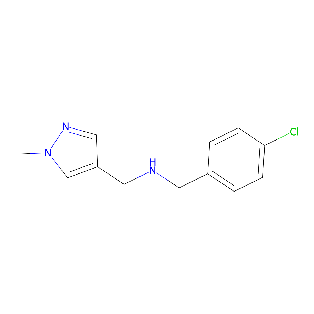 [(4-chlorophenyl)methyl][(1-methyl-1H-pyrazol-4-yl)methyl]amine molecular structure, CAS 1152953-78-0