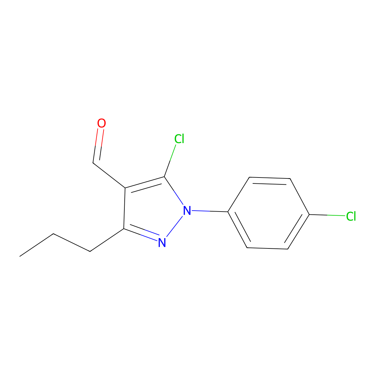 5-Chloro-1-(4-chlorophenyl)-3-propyl-1H-pyrazole-4-carbaldehyde molecular structure, CAS 1152959-94-8