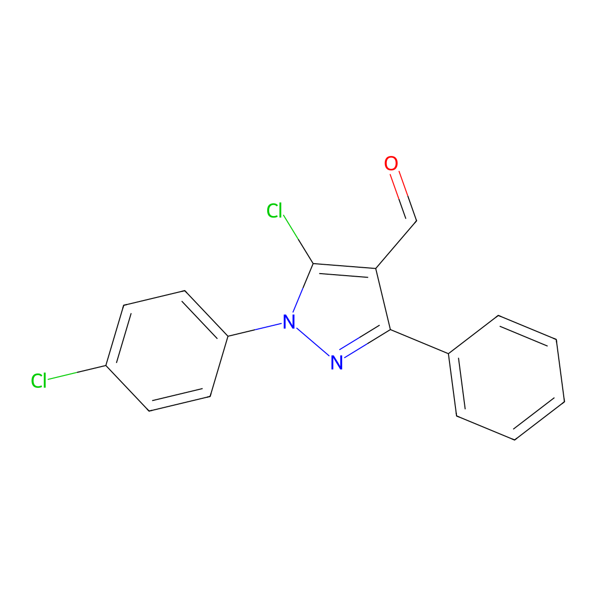 5-chloro-1-(4-chlorophenyl)-3-phenyl-1H-pyrazole-4-carbaldehyde molecular structure, CAS 1152960-07-0