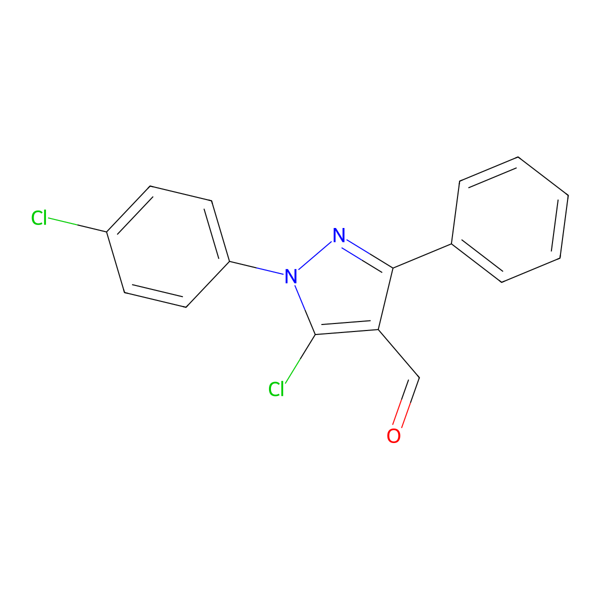 5-chloro-1-(4-chlorophenyl)-3-phenyl-1H-pyrazole-4-carbaldehyde molecular structure, CAS 1152960-07-0