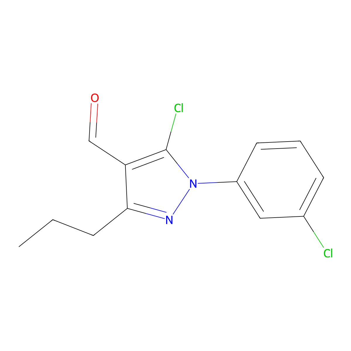 5-Chloro-1-(3-chlorophenyl)-3-propyl-1H-pyrazole-4-carbaldehyde molecular structure, CAS 1152960-82-1