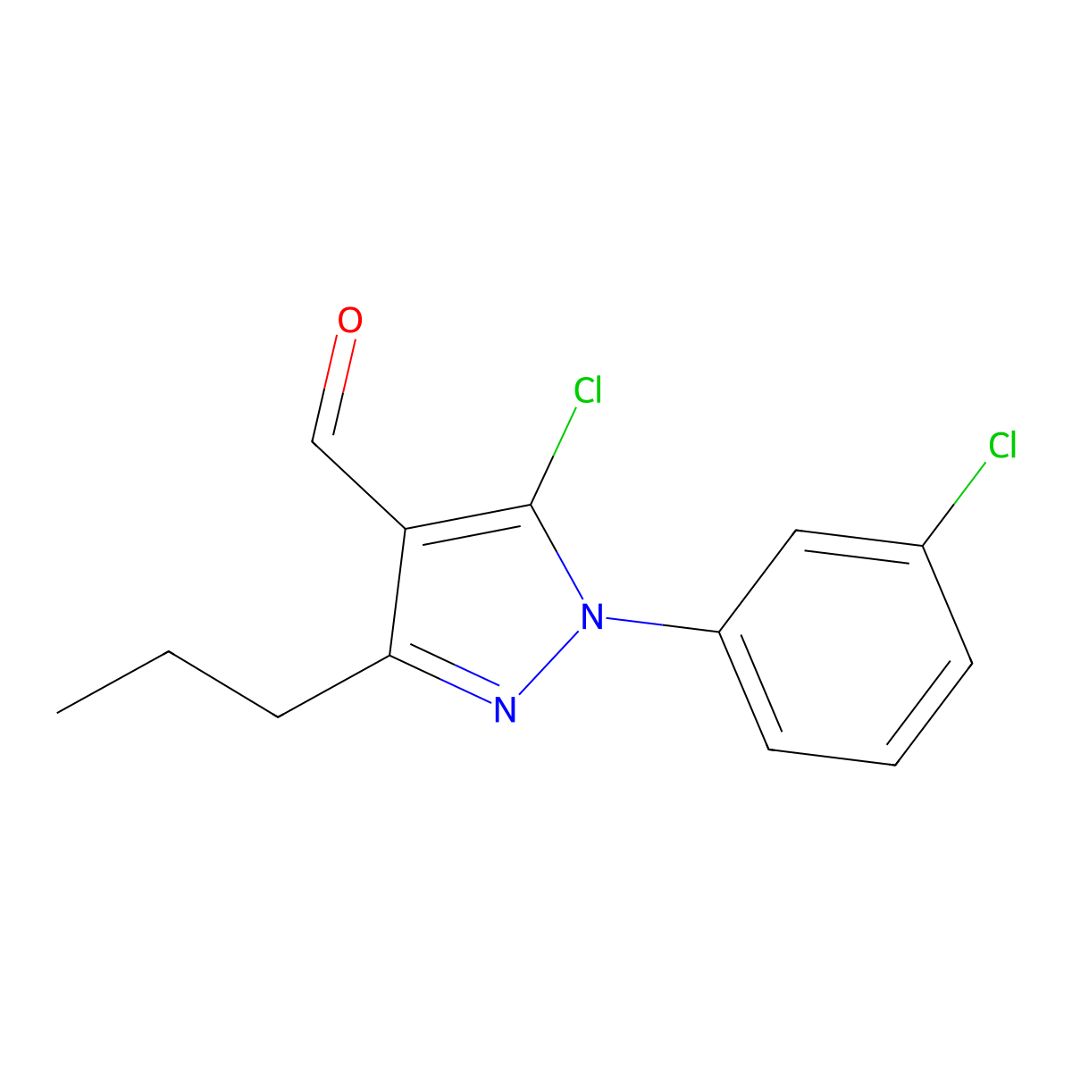 5-Chloro-1-(3-chlorophenyl)-3-propyl-1H-pyrazole-4-carbaldehyde molecular structure, CAS 1152960-82-1