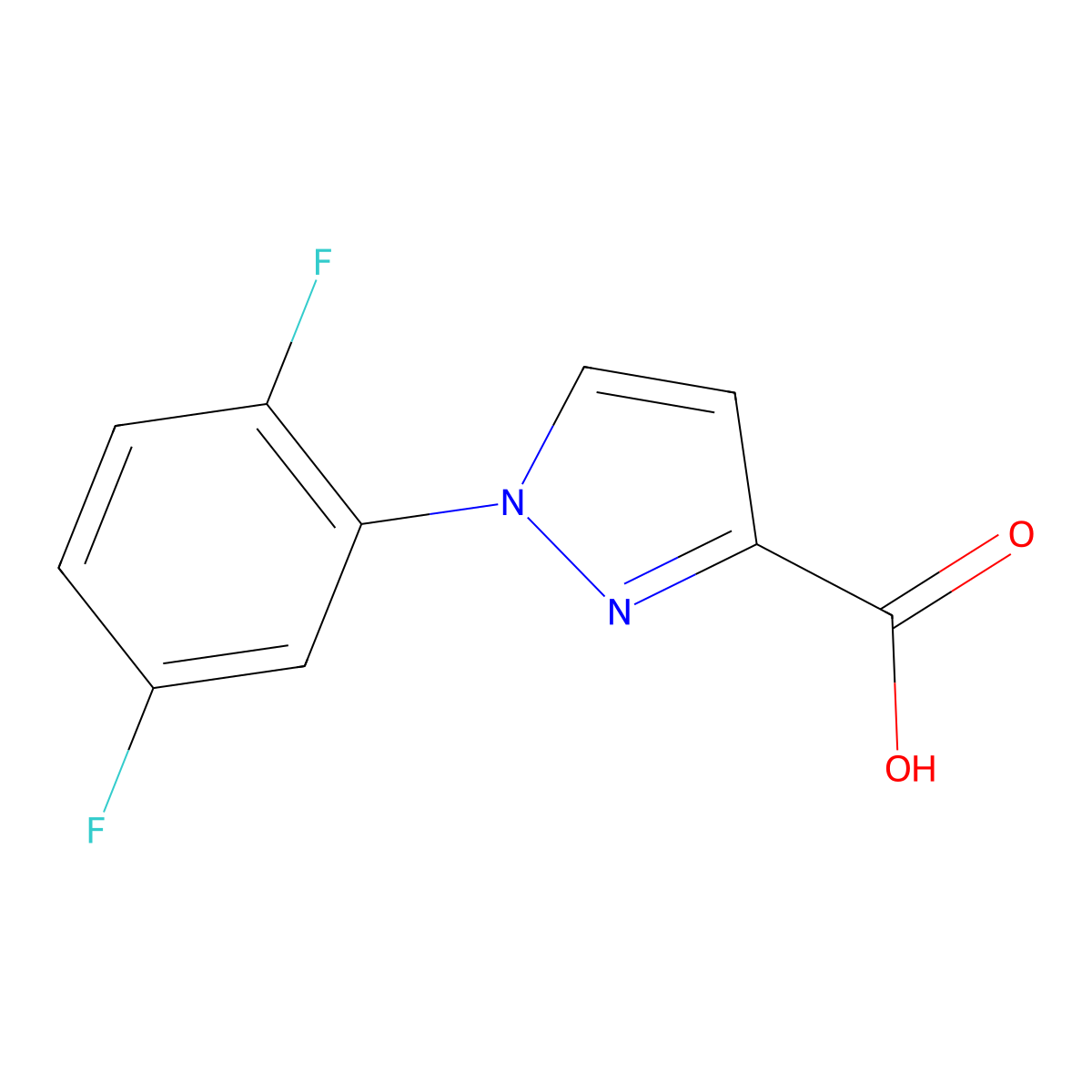 1-(2,5-difluorophenyl)-1H-pyrazole-3-carboxylic acid molecular structure, CAS 1152962-42-9