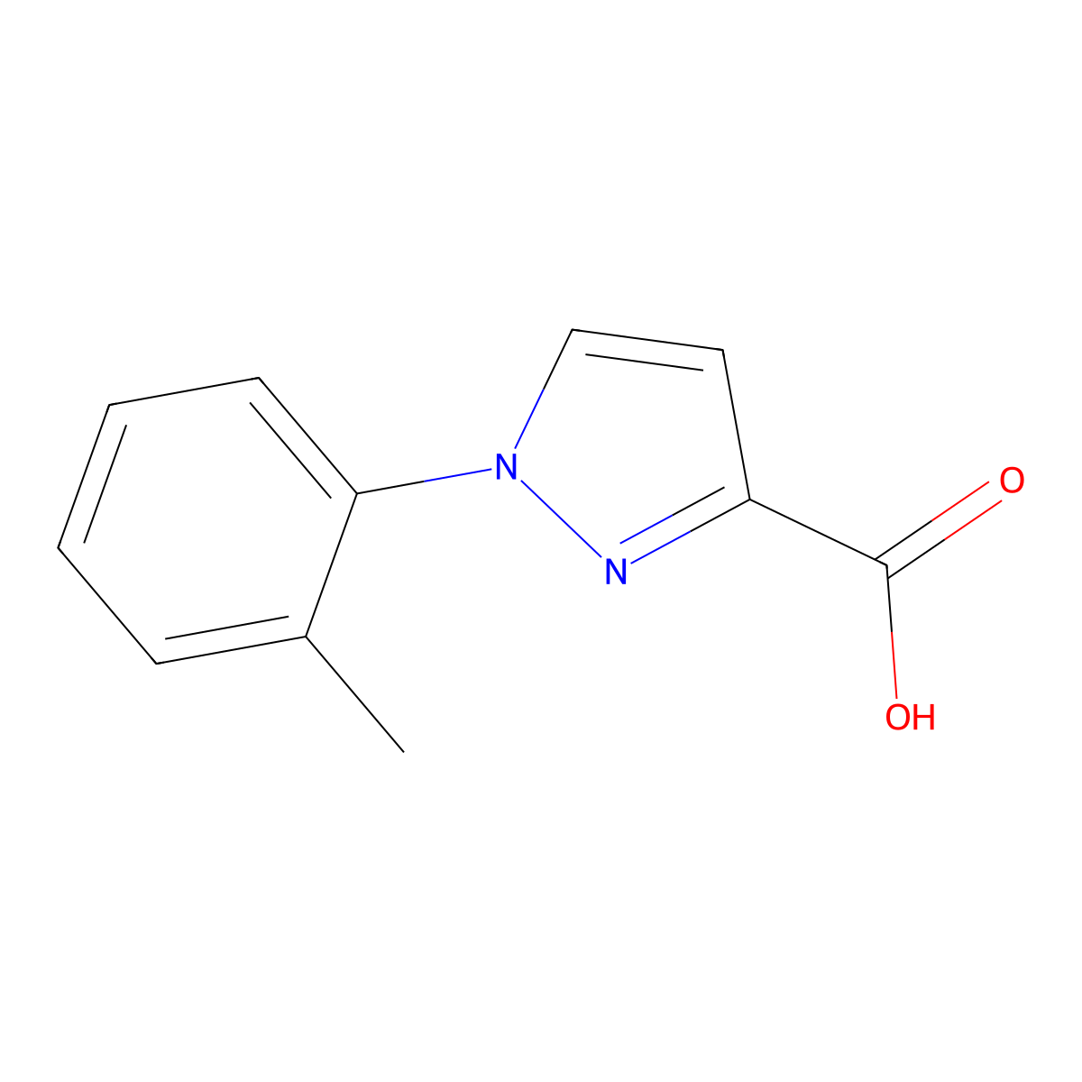 1-o-tolyl-1H-pyrazole-3-carboxylic acid molecular structure, CAS 1152962-55-4