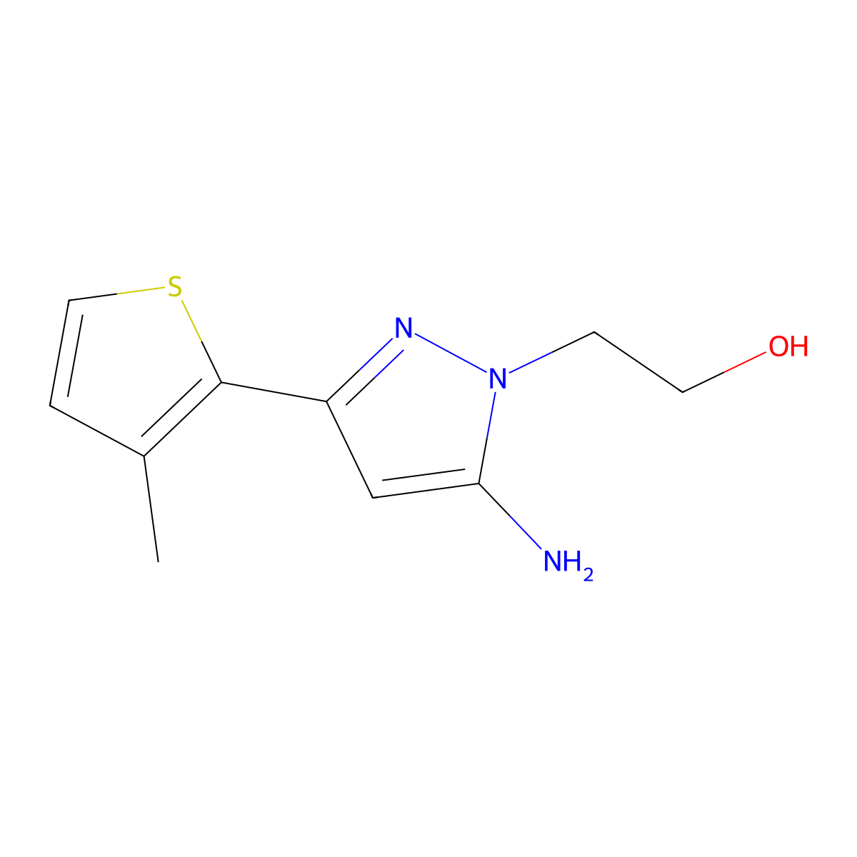 2-(5-Amino-3-(3-methylthiophen-2-yl)-1h-pyrazol-1-yl)ethan-1-ol molecular structure, CAS 1152963-44-4