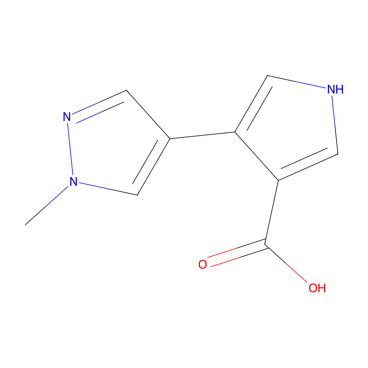 4-(1-methyl-1H-pyrazol-4-yl)-1H-pyrrole-3-carboxylic acid molecular structure, CAS 1152964-22-1