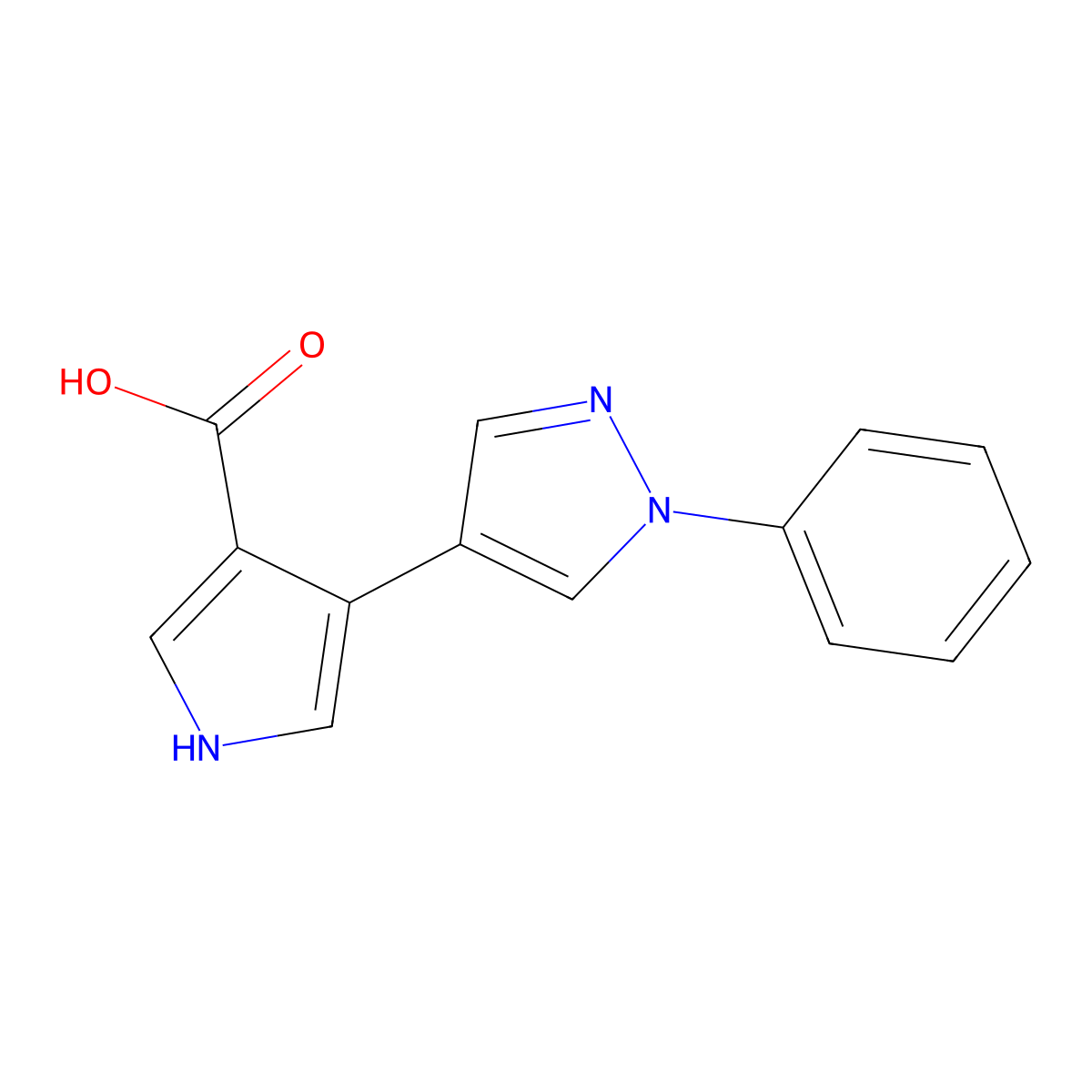 4-(1-phenyl-1H-pyrazol-4-yl)-1H-pyrrole-3-carboxylic acid molecular structure, CAS 1152964-26-5
