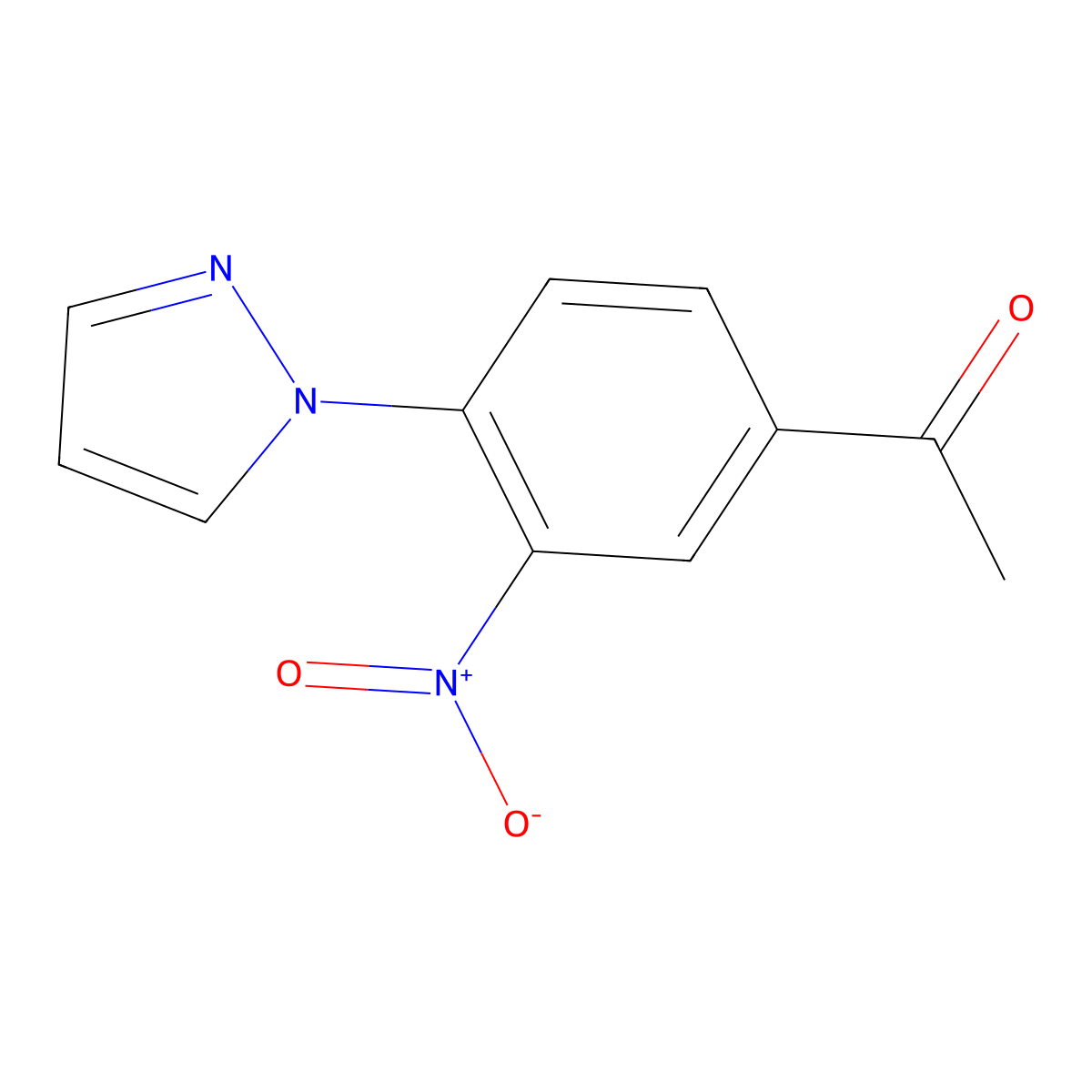 1-[3-nitro-4-(1H-pyrazol-1-yl)phenyl]ethanone molecular structure, CAS 1152964-28-7