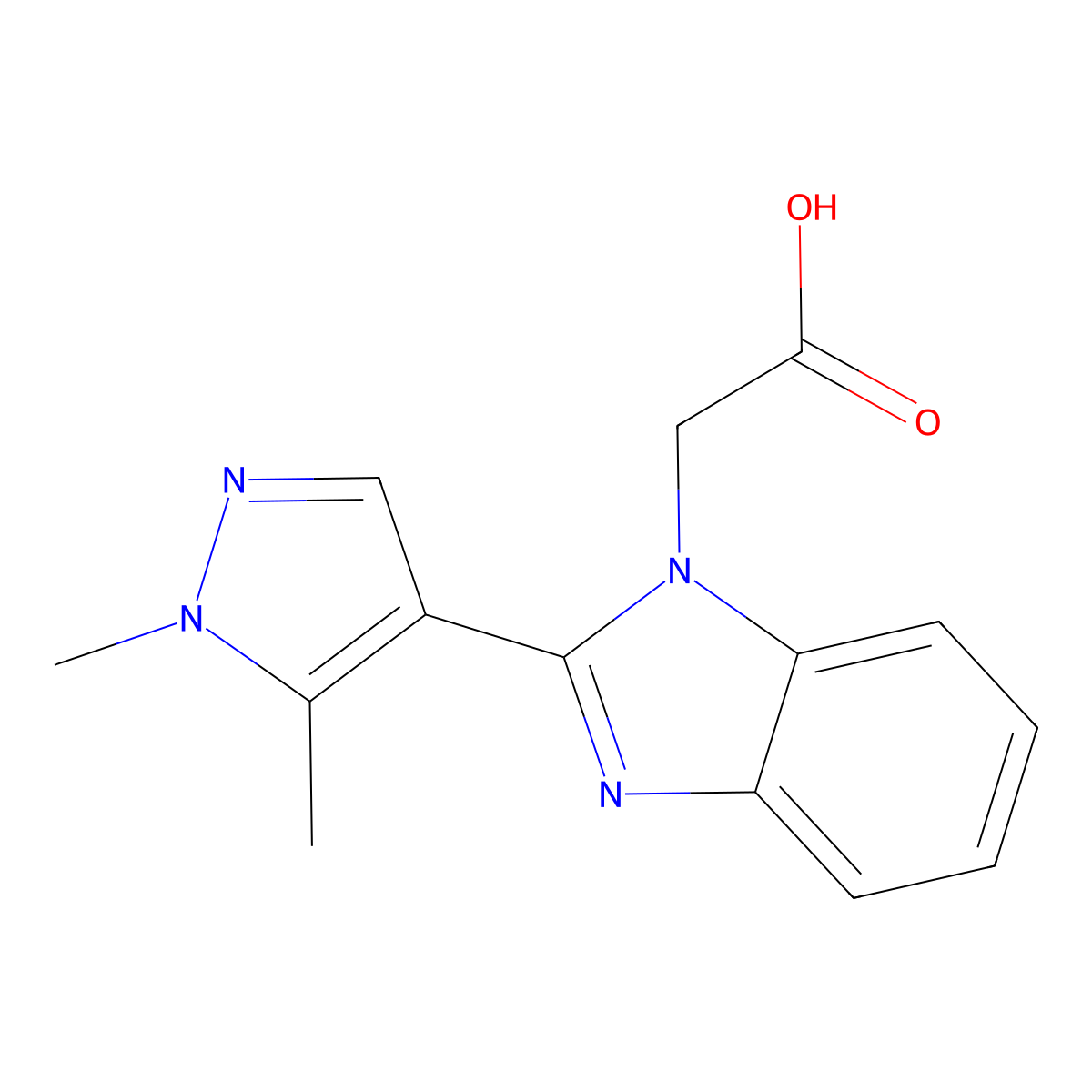 2-[2-(1,5-dimethyl-1H-pyrazol-4-yl)-1H-1,3-benzodiazol-1-yl]acetic acid molecular structure, CAS 1152964-57-2