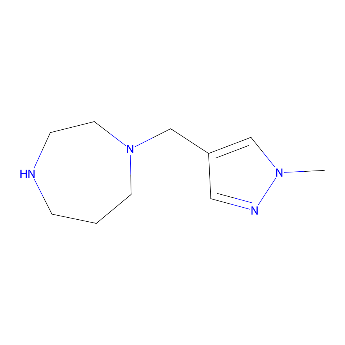 1-[(1-methyl-1H-pyrazol-4-yl)methyl]-1,4-diazepane molecular structure, CAS 1152965-12-2