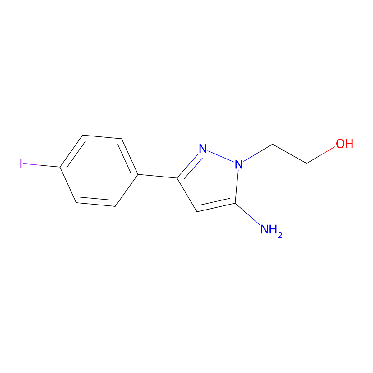 2-[5-amino-3-(4-iodophenyl)-1H-pyrazol-1-yl]ethan-1-ol molecular structure, CAS 1152965-65-5