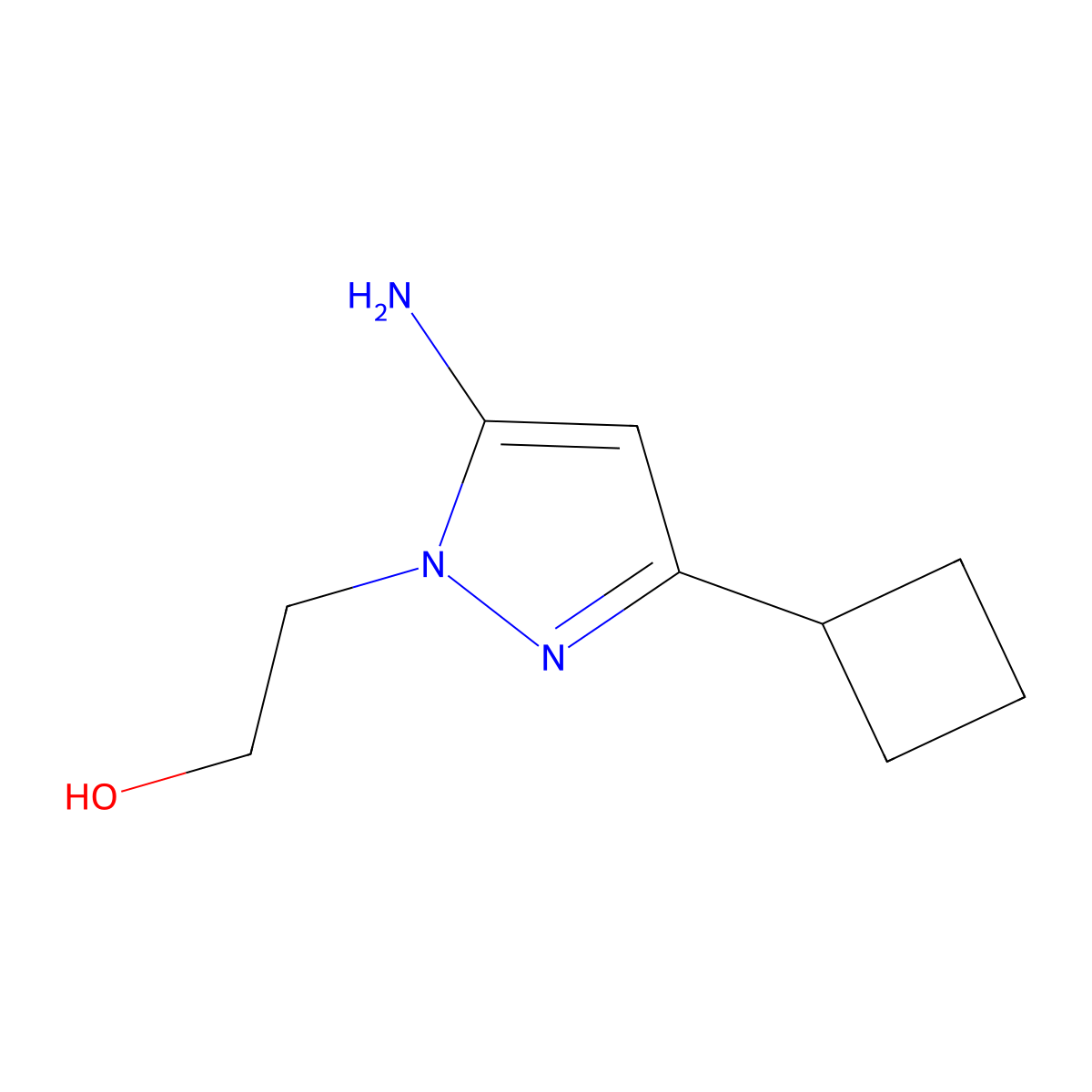 2-(5-amino-3-cyclobutyl-1H-pyrazol-1-yl)ethan-1-ol molecular structure, CAS 1152965-98-4