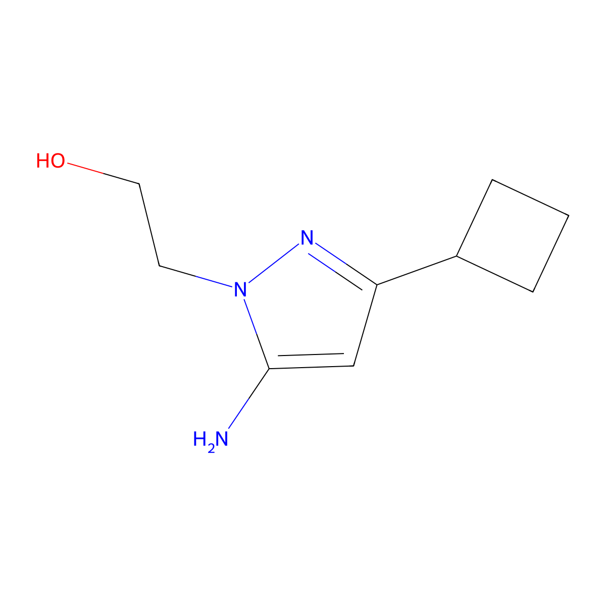 2-(5-amino-3-cyclobutyl-1H-pyrazol-1-yl)ethan-1-ol molecular structure, CAS 1152965-98-4