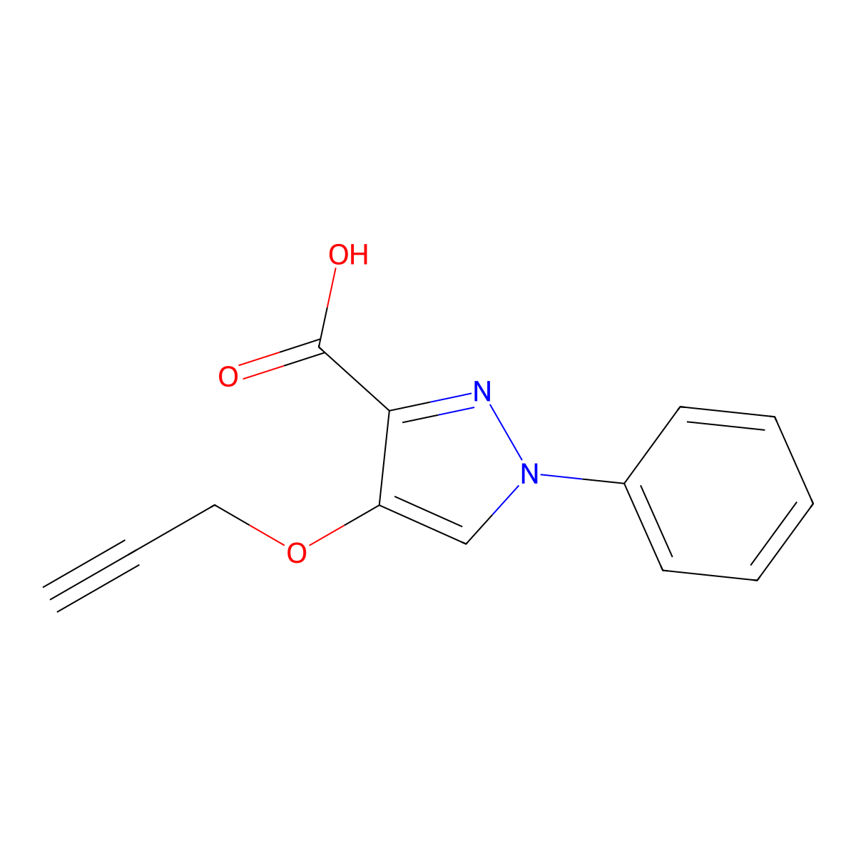 1-Phenyl-4-prop-2-ynoxypyrazole-3-carboxylic acid molecular structure, CAS 1152966-28-3