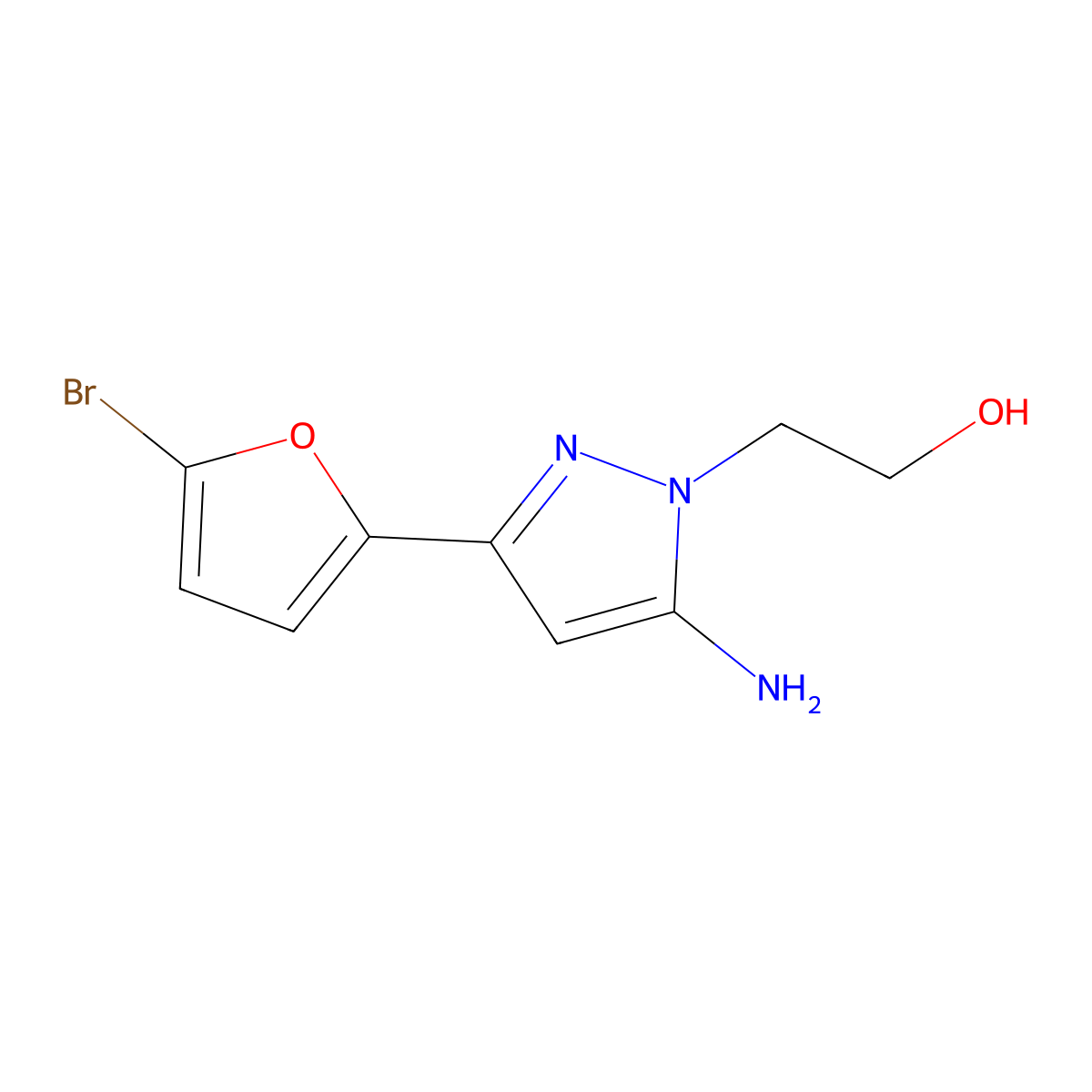 2-(5-Amino-3-(5-bromofuran-2-yl)-1h-pyrazol-1-yl)ethan-1-ol molecular structure, CAS 1152966-67-0