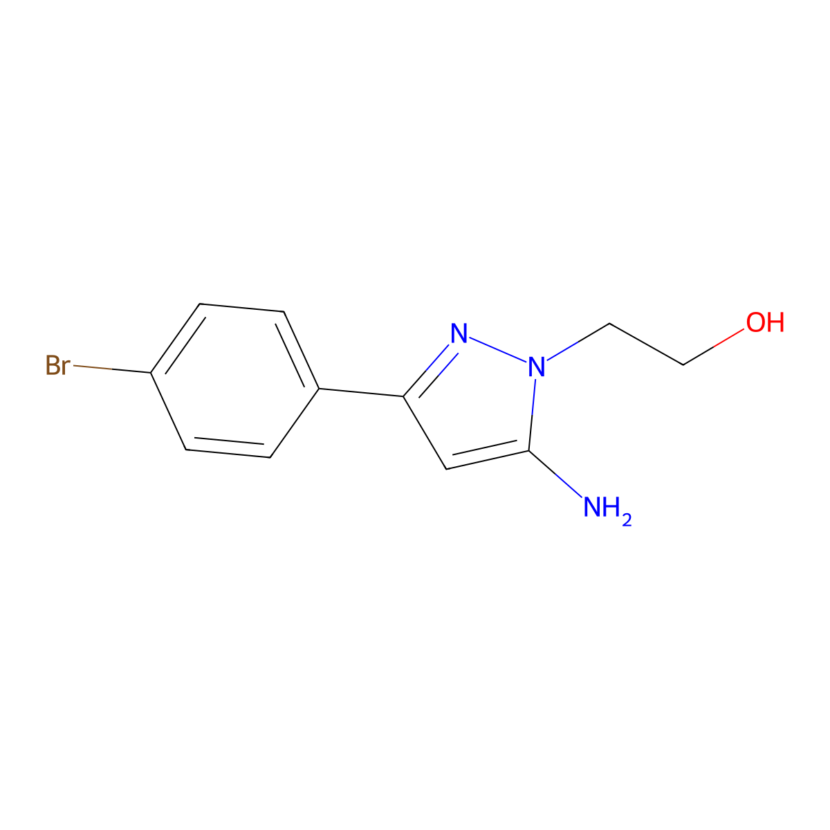 2-[5-amino-3-(4-bromophenyl)-1H-pyrazol-1-yl]ethan-1-ol molecular structure, CAS 1152967-07-1